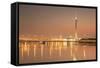 Macau Tower at Sunset, Macau, China, Asia-Ian Trower-Framed Stretched Canvas