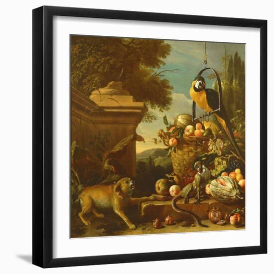 Macaw and a Monkey-Melchior de Hondecoeter-Framed Giclee Print