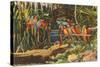 Macaws and Alligator, Florida-null-Stretched Canvas