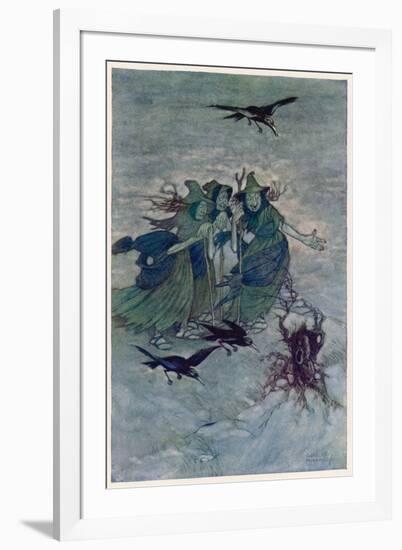 Macbeth, Act I Scene III: The Three Witches: "So Wither'd and Wild in Their Attire"-Charles Folkard-Framed Premium Giclee Print