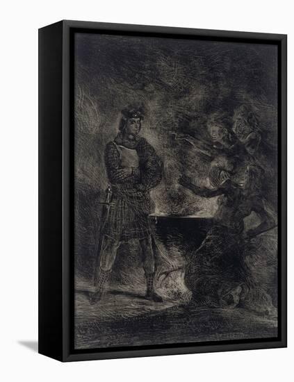 Macbeth Consulting the Witches from Shakespeare, 1825-Eugene Delacroix-Framed Stretched Canvas