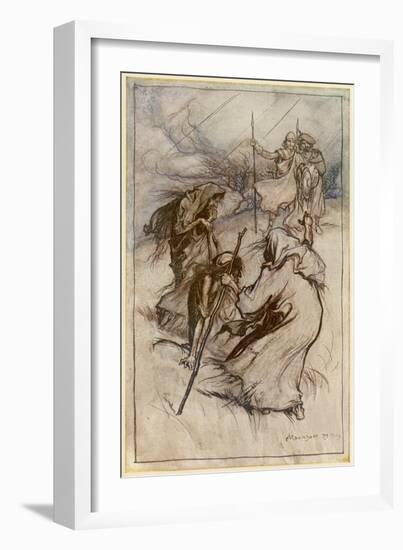 Macbeth Meets Witches-Arthur Rackham-Framed Art Print