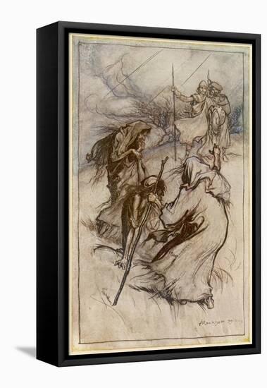 Macbeth Meets Witches-Arthur Rackham-Framed Stretched Canvas