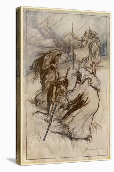 Macbeth Meets Witches-Arthur Rackham-Stretched Canvas