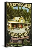 Macbeth's Cabins - Cook Forest, Pennsylvania-Lantern Press-Framed Stretched Canvas