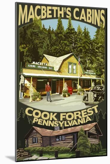 Macbeth's Cabins - Cook Forest, Pennsylvania-Lantern Press-Mounted Art Print