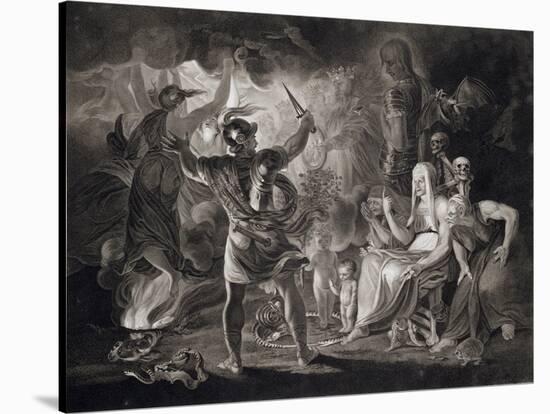 Macbeth, the Three Witches and Hecate in Act IV, Scene I of "Macbeth" by Shakespeare Published 1805-John & Josiah Boydell-Stretched Canvas