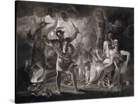 Macbeth, the Three Witches and Hecate in Act IV, Scene I of "Macbeth" by Shakespeare Published 1805-John & Josiah Boydell-Stretched Canvas