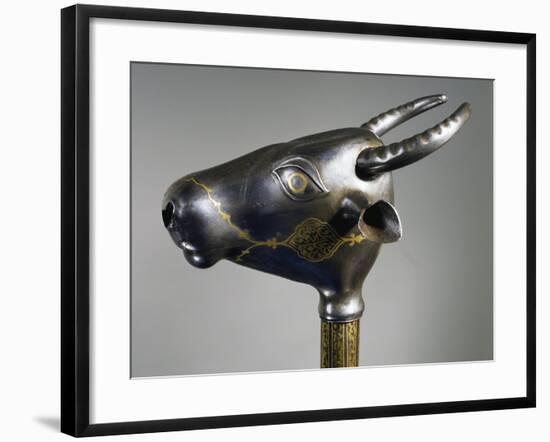 Mace in Shape of an Ox Head in Steel and Gold with Inscriptions in Arabic-null-Framed Giclee Print