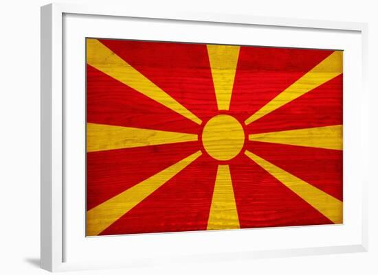 Macedonia Flag Design with Wood Patterning - Flags of the World Series-Philippe Hugonnard-Framed Art Print