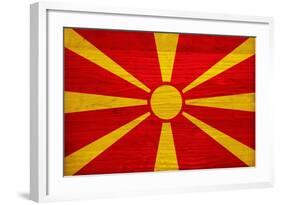 Macedonia Flag Design with Wood Patterning - Flags of the World Series-Philippe Hugonnard-Framed Art Print