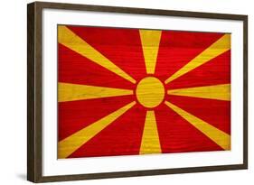 Macedonia Flag Design with Wood Patterning - Flags of the World Series-Philippe Hugonnard-Framed Art Print