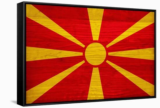 Macedonia Flag Design with Wood Patterning - Flags of the World Series-Philippe Hugonnard-Framed Stretched Canvas