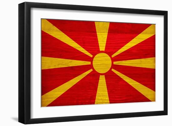 Macedonia Flag Design with Wood Patterning - Flags of the World Series-Philippe Hugonnard-Framed Art Print