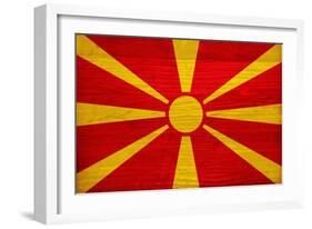 Macedonia Flag Design with Wood Patterning - Flags of the World Series-Philippe Hugonnard-Framed Art Print