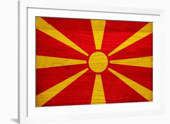 Macedonia Flag Design with Wood Patterning - Flags of the World Series-Philippe Hugonnard-Framed Art Print