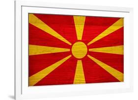 Macedonia Flag Design with Wood Patterning - Flags of the World Series-Philippe Hugonnard-Framed Art Print