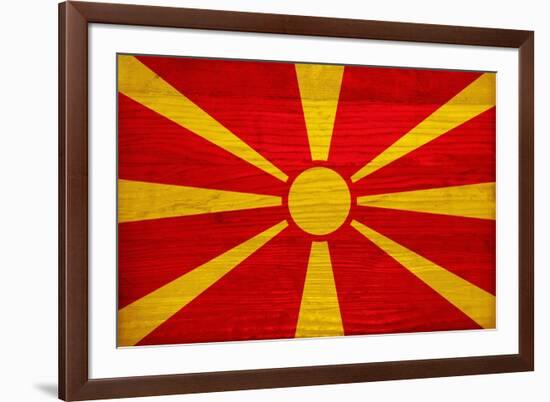 Macedonia Flag Design with Wood Patterning - Flags of the World Series-Philippe Hugonnard-Framed Art Print