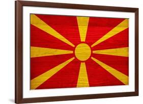 Macedonia Flag Design with Wood Patterning - Flags of the World Series-Philippe Hugonnard-Framed Art Print