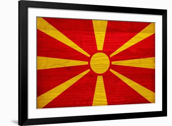 Macedonia Flag Design with Wood Patterning - Flags of the World Series-Philippe Hugonnard-Framed Art Print