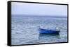 Macedonia, Ohrid and Lake Ohrid. Blue Fishing Boat-Emily Wilson-Framed Stretched Canvas