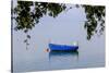 Macedonia, Ohrid and Lake Ohrid. Blue Fishing Boat-Emily Wilson-Stretched Canvas