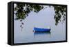 Macedonia, Ohrid and Lake Ohrid. Blue Fishing Boat-Emily Wilson-Framed Stretched Canvas