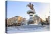 Macedonia, Skopje, Macedonia Square Fountain, 'Warrior on Horseback' Statue-Emily Wilson-Stretched Canvas