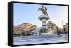 Macedonia, Skopje, Macedonia Square Fountain, 'Warrior on Horseback' Statue-Emily Wilson-Framed Stretched Canvas