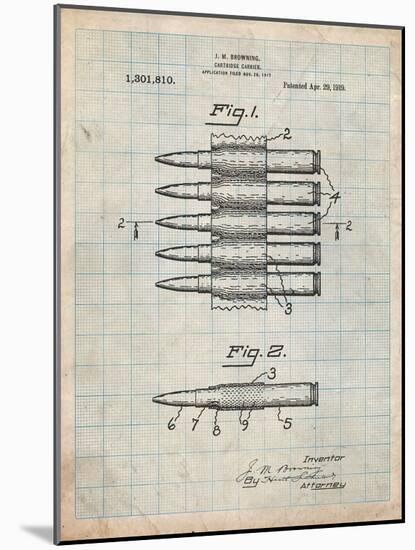Machine Gun Bullet Carrier Belt Patent-Cole Borders-Mounted Art Print