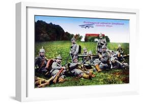 "Machine Gun Company During a Break in Battle", 1915-null-Framed Giclee Print