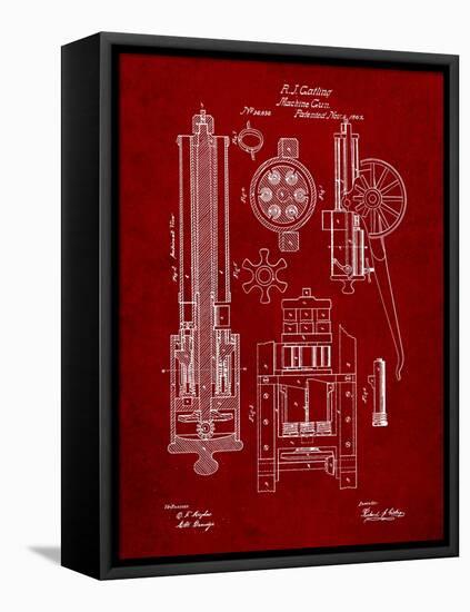 Machine Gun Patent-Cole Borders-Framed Stretched Canvas