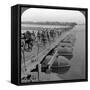 Machine Gun Section and Infantry Crossing a Pontoon Bridge, World War I, 1914-1918-null-Framed Stretched Canvas