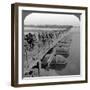 Machine Gun Section and Infantry Crossing a Pontoon Bridge, World War I, 1914-1918-null-Framed Photographic Print