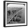 Machine Gun Section and Infantry Crossing a Pontoon Bridge, World War I, 1914-1918-null-Framed Photographic Print