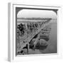 Machine Gun Section and Infantry Crossing a Pontoon Bridge, World War I, 1914-1918-null-Framed Photographic Print