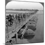 Machine Gun Section and Infantry Crossing a Pontoon Bridge, World War I, 1914-1918-null-Mounted Photographic Print