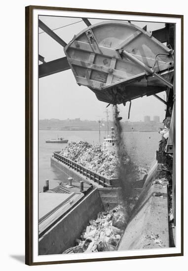 Machine Loading Garbage onto Barge-Harry Leder-Framed Premium Photographic Print