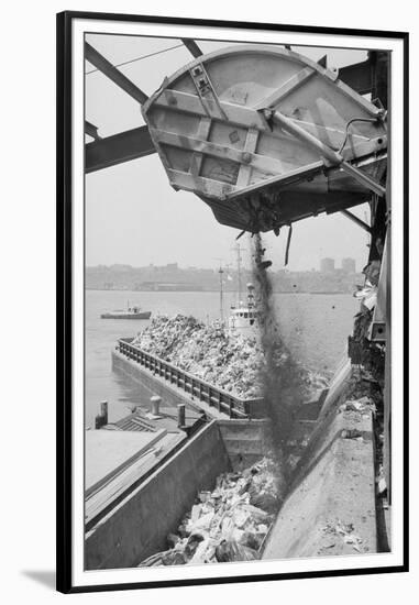 Machine Loading Garbage onto Barge-Harry Leder-Framed Premium Photographic Print