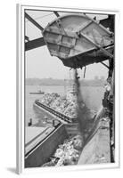 Machine Loading Garbage onto Barge-Harry Leder-Framed Premium Photographic Print