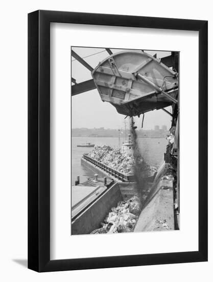 Machine Loading Garbage onto Barge-Harry Leder-Framed Photographic Print