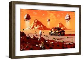 Machines Arriving on an Alien World Which Is About to Be Colonized-null-Framed Art Print