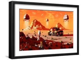 Machines Arriving on an Alien World Which Is About to Be Colonized-null-Framed Art Print