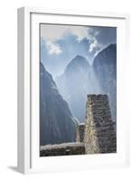 Machu Picchu Stone Walls with Mountains Beyond, Peru-Merrill Images-Framed Photographic Print