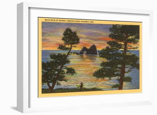 Mack Rock at Sunset, Oregon-null-Framed Art Print