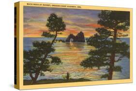Mack Rock at Sunset, Oregon-null-Stretched Canvas