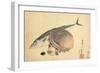 Mackerel and sea shells. 1840-Katsushika Hokusai-Framed Giclee Print