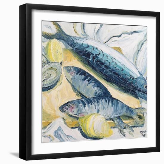 Mackerel with Oysters and Lemons, 1993-Carolyn Hubbard-Ford-Framed Giclee Print