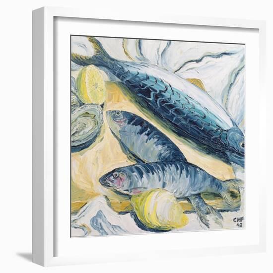 Mackerel with Oysters and Lemons, 1993-Carolyn Hubbard-Ford-Framed Giclee Print