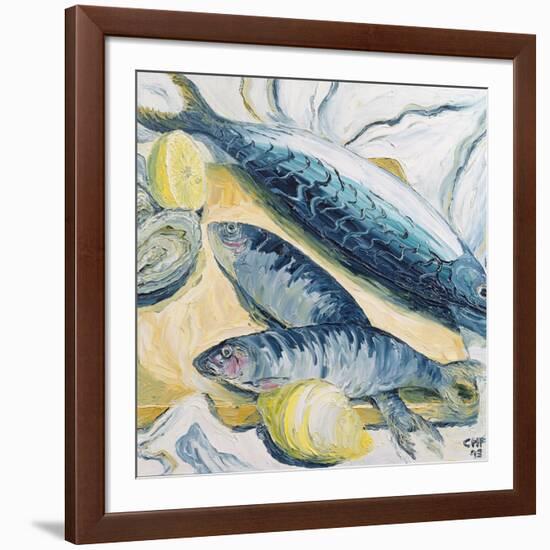 Mackerel with Oysters and Lemons, 1993-Carolyn Hubbard-Ford-Framed Giclee Print